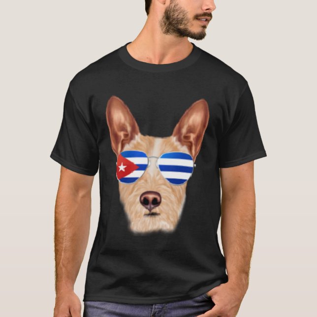 Camiseta Cuban Flag Portuguese Podengo Pequeno Dog Cuba Poc (Frente)