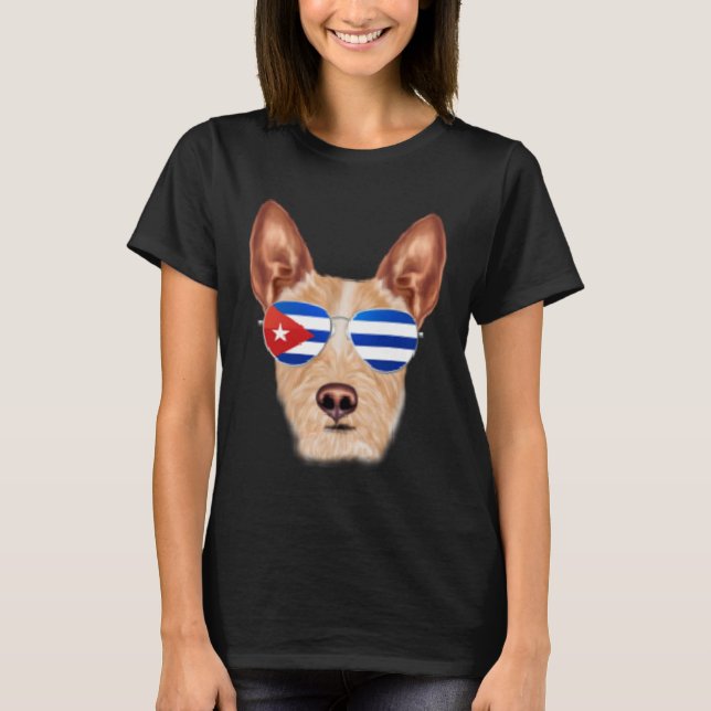 Camiseta Cuban Flag Portuguese Podengo Pequeno Dog Cuba Poc (Frente)