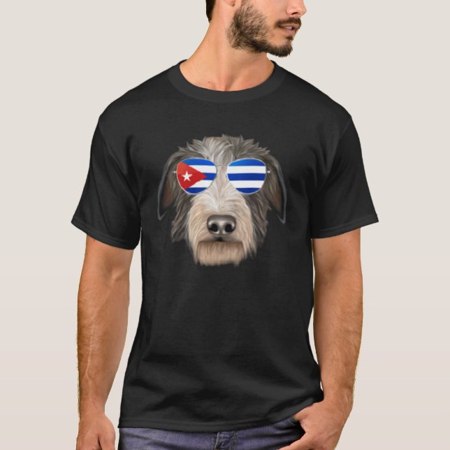 Camiseta Cuban Flag Scottish Deerhound Dog Cuba Pocket (Frente)