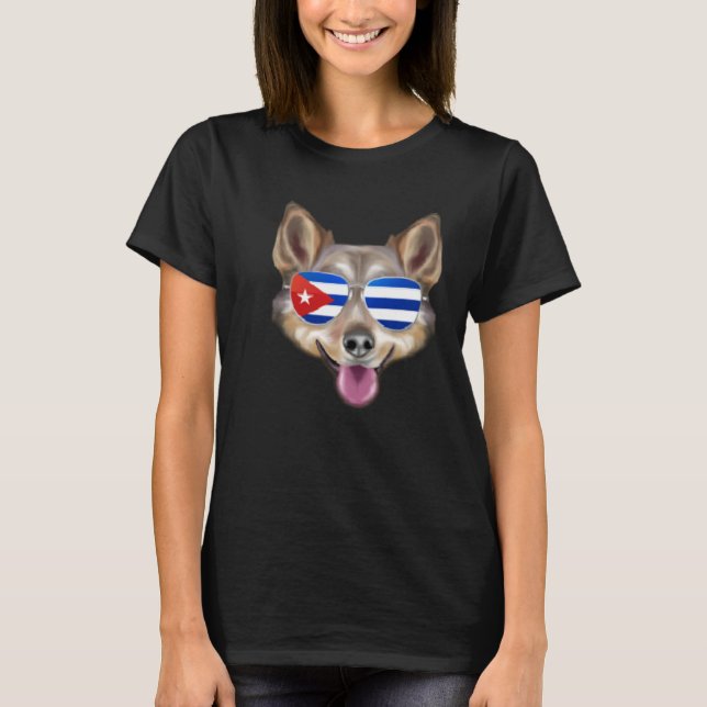 Camiseta Cuban Flag Swedish Vallhund Dog Cuba Pocket (Frente)