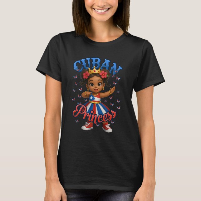 Camiseta Cuban Princess Flag Dance Girl Cuba Pride Caribbea (Frente)
