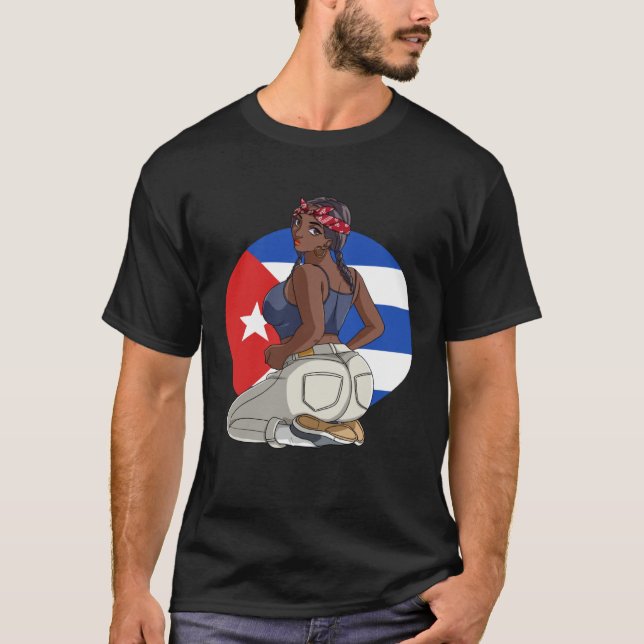 Camiseta Cubana Strong Latin Girl Cuba Flag Pride (Frente)