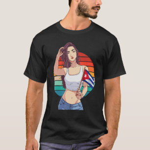 Camiseta Cubanita Menina Cuba Bandeira Orgulho cubano hispâ