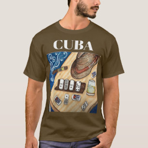 Camiseta Cubano Dominos Cigar Fedora Hat Engraçado Cuba Gif
