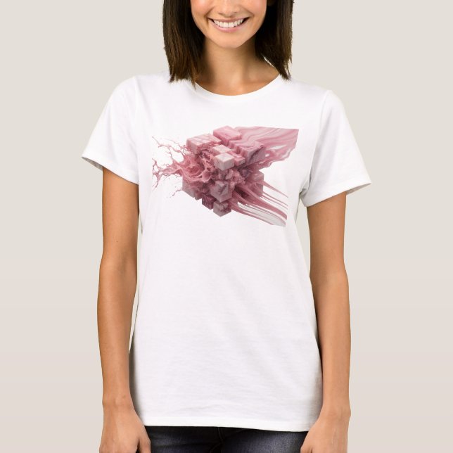 Camiseta Cubes Abstratos Rosa Retro Design Visual (Frente)