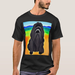 Camiseta Cubismo Cachorro Negro da Terra Nova Negra