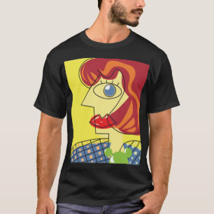 Camiseta Cubismo Colorido: Arte Retrato Feminina