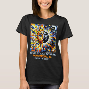 Camiseta Cubismo Eclipse Total do Sol Marion Illinois