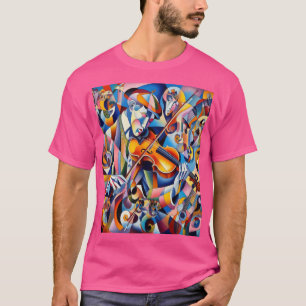 Camiseta Cubist Melody: Expressão Colorida Violinista