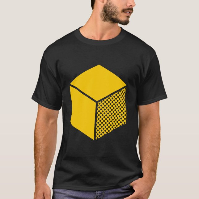 Camiseta Cubo - âmbar no escuro (Frente)
