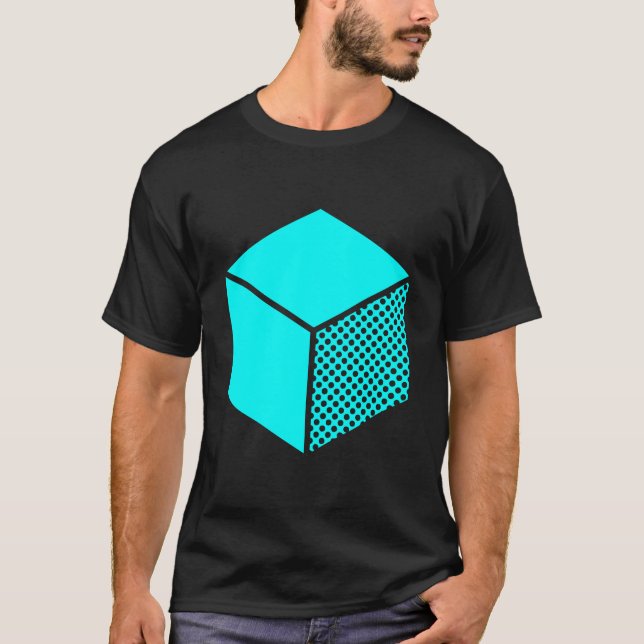 Camiseta Cubo - Ciano a Escuro (Frente)