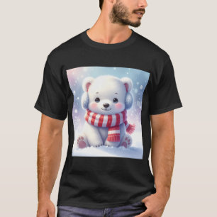 Camiseta Cubo de Natal: Urso Polar Aconchegante em uma Mara