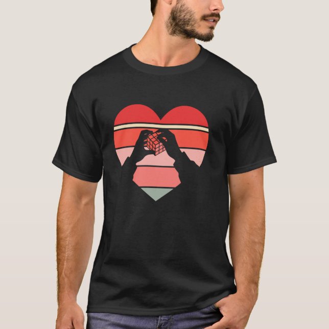 Camiseta Cubo de Quebra-Cabeça do Coração do Cubo de Veloci (Frente)