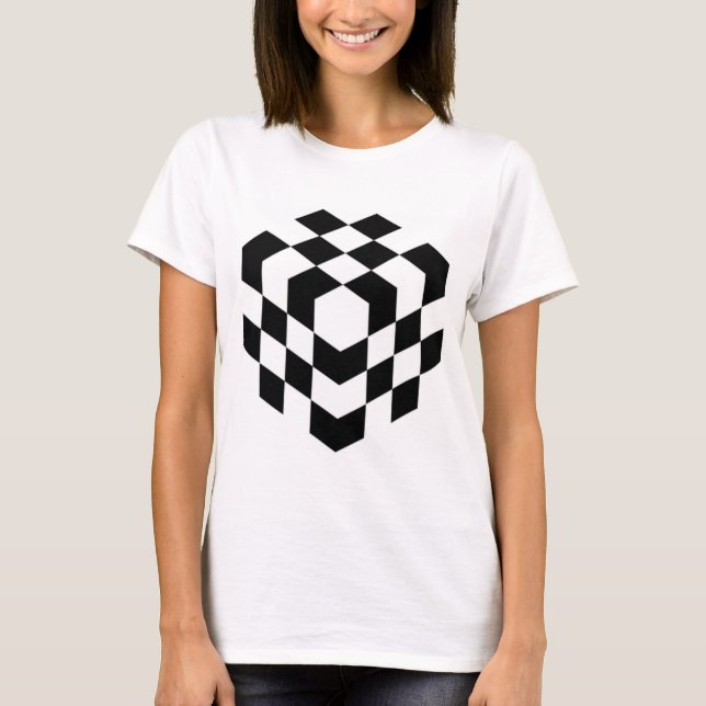 Camiseta cubo de tabuleiro 3d (Frente)