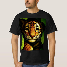 Camiseta Cubo de Tigre Ousado nas Folhas da Selva | Camiset