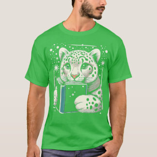 Camiseta Cubo-Leopardo-de-Neve Bonito Grande Arte Animal