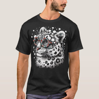 Camiseta Cubo-Leopardo-de-Neve Cubo Grande Gato Animal Art
