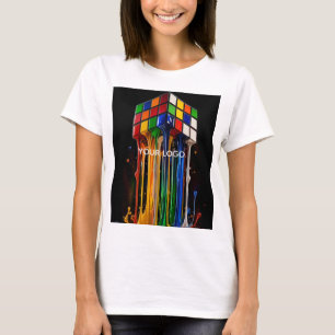 Camiseta Cubo Mágico Cromado Arco-íris Derretendo