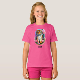 Camiseta Cubo Tigre com Flores