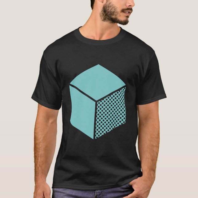 Camiseta Cubo - Verde azul no escuro (Frente)