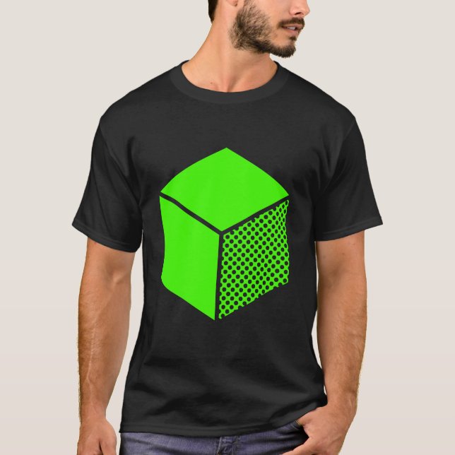 Camiseta Cubo - Verde Chartreuse em Escuro (Frente)