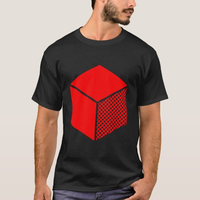 Camiseta Cubo - Vermelho no Escuro (Frente)