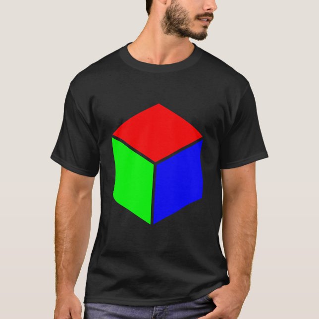Camiseta Cubo - Vermelho, Verde e Azul (Frente)