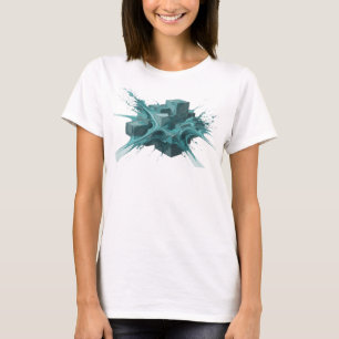 Camiseta Cubos Abstratos Azuis Design Inovador