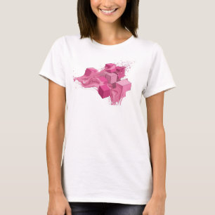 Camiseta Cubos Abstratos Rosa Tendência Designer Gráfico