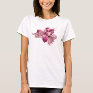 Camiseta Cubos Abstratos Rosa Tendência em Design Gráfico