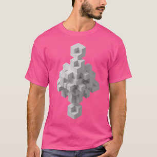 Camiseta Cubos brancos de ilusão óptica geométrica