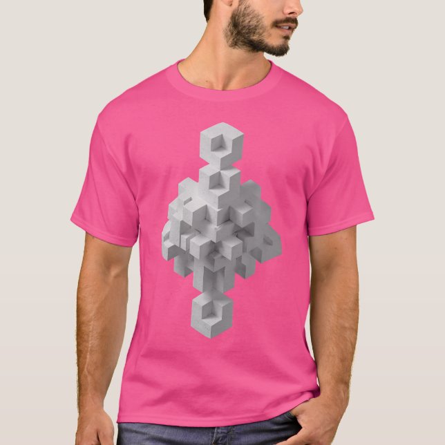Camiseta Cubos brancos de ilusão óptica geométrica (Frente)