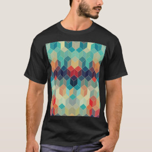 Camiseta Cubos geométricos do hipster: fundo do mosaico ret