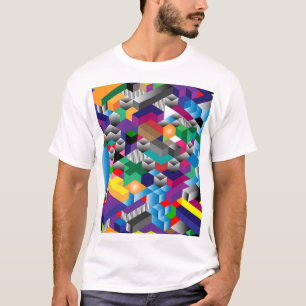 Camiseta Cubos Isométricos 3D, Geométricos Sem Vista.