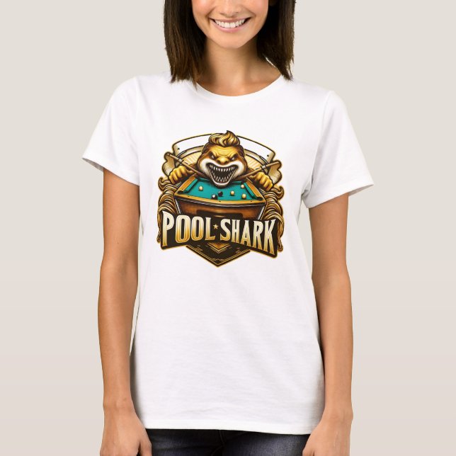 Camiseta Cue Master: Logotipo do Shark de Piscina (Frente)