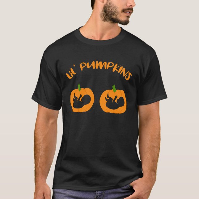 Camiseta Cue twin Halloween Anunciando Gravidez Lil Pump (Frente)