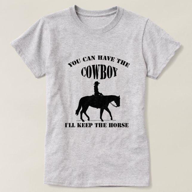 Camiseta Cueca Engraçada Leva o Cowboy Mantenha o Cavalo Ro (Frente do Design)