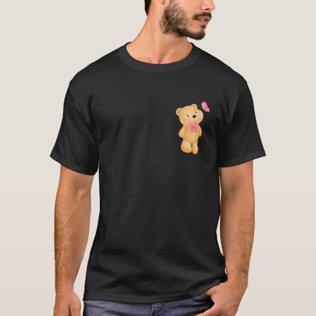 Camiseta Cufo Casual Unisex Minimalístico Do Urso Teddy (Frente)