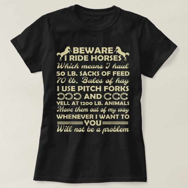 Camiseta Cuidado, Ando Cavalos Engraçados, Cavalo Engraçado (Frente do Design)