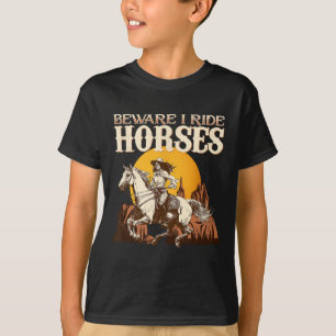 Camiseta Cuidado, Ando Cavalos, Eu Equestriio Ventilador de