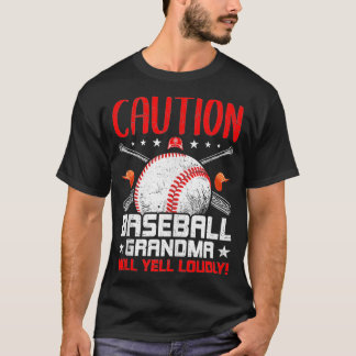 Camiseta Cuidado Com A Avó De Beisebol Gritará Lover