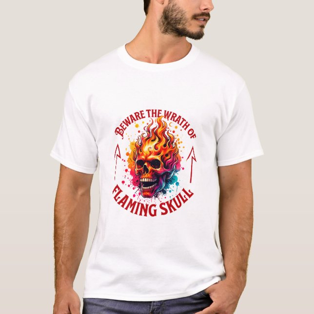 Camiseta Cuidado com a ira do crânio inflamado (Frente)