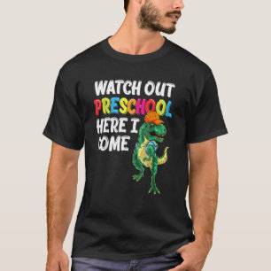Camiseta Cuidado Com A Pré-Escola Aqui Eu Volto Ao Dinossau
