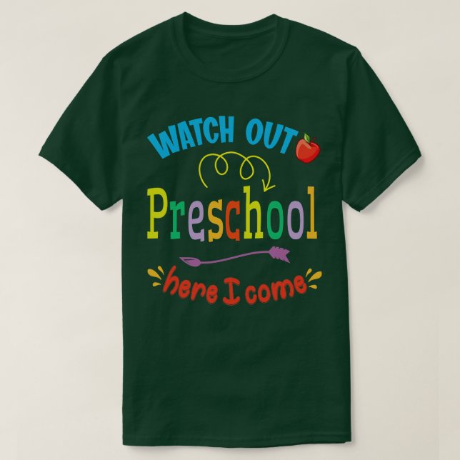 Camiseta Cuidado Com A Pré-Escola, Eu Volto Para A Sc. (Frente do Design)