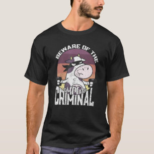 Camiseta Cuidado Com A Vaca Criminosa Lisa Para Crianças