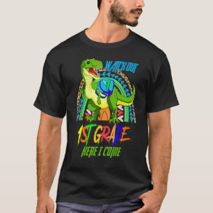 Camiseta Cuidado Com As Crianças De Dinossauro Da Grau 1rua