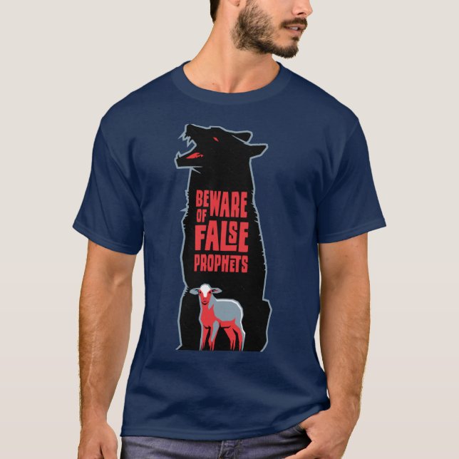 Camiseta Cuidado Com Falsos Profetas Aviso De Jesus 3 Crist (Frente)