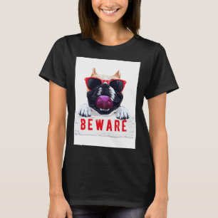 Camiseta Cuidado com o cão pug colorido 149