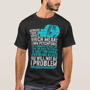 Camiseta Cuidado com o cavalo, eu ando com cavalos, cavalar
