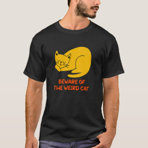 Camiseta Cuidado com o Gato Esquisito Mãe Humor Gato Pai Sr